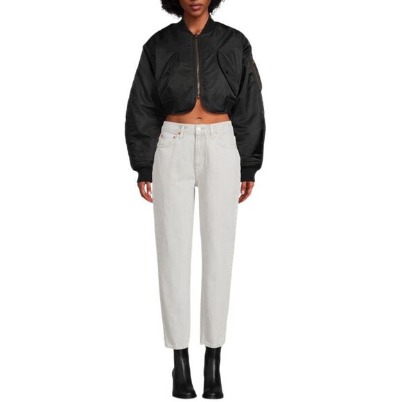 Re/Done Denim - RE/DONE High-Rise Tapered Jeans - Size 26 - Coated Quartz
